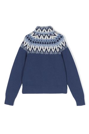 felpa in lana blu MONCLER KIDS | 9B00002M1241F70